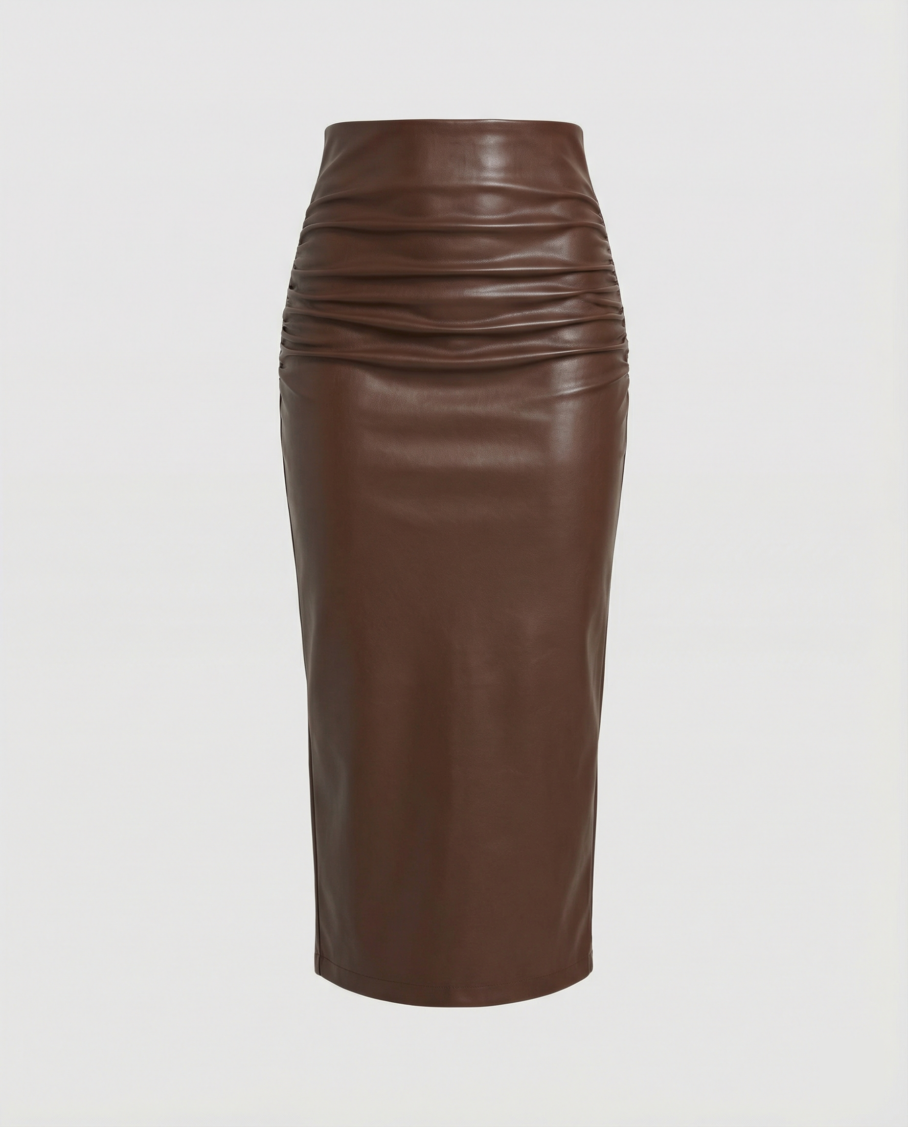 Damen Midi-Rock aus hochwertigem Leder mit Raffung R&B