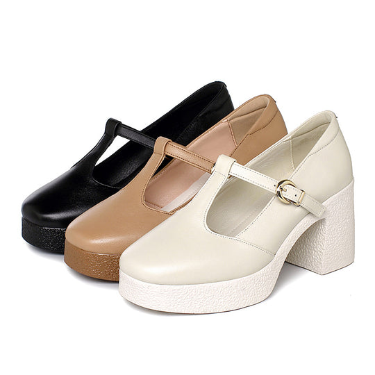 Damen Mary Jane Pumps mit komfortablem Blockabsatz und verstellbarem Riemen R&B
