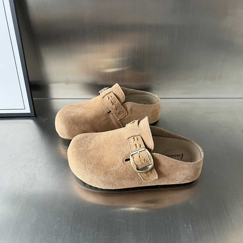 Damen Clogs aus hochwertigem Wildleder mit praktischer Schnallenverzierung R&B