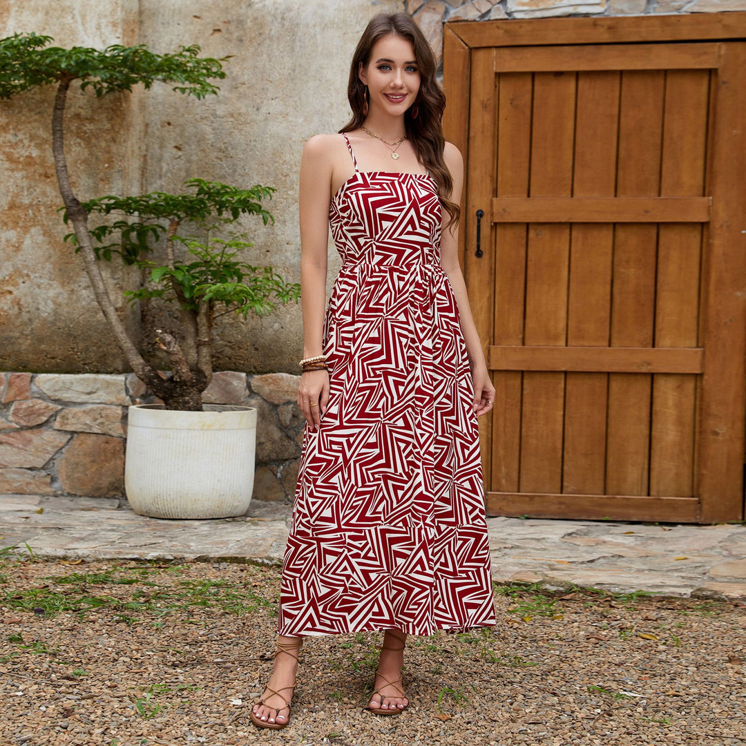 Damen Maxikleid mit geometrischem Muster R&B