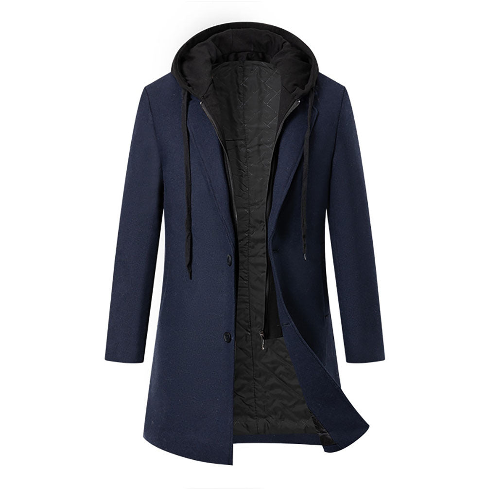 Damen eleganter Mantel mit abnehmbarer Kapuze und sportlichen Akzenten R&B