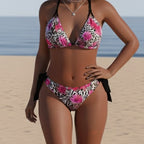Damen Triangel-Bikini mit floralem Design und verstellbaren BindR&Bändern R&B