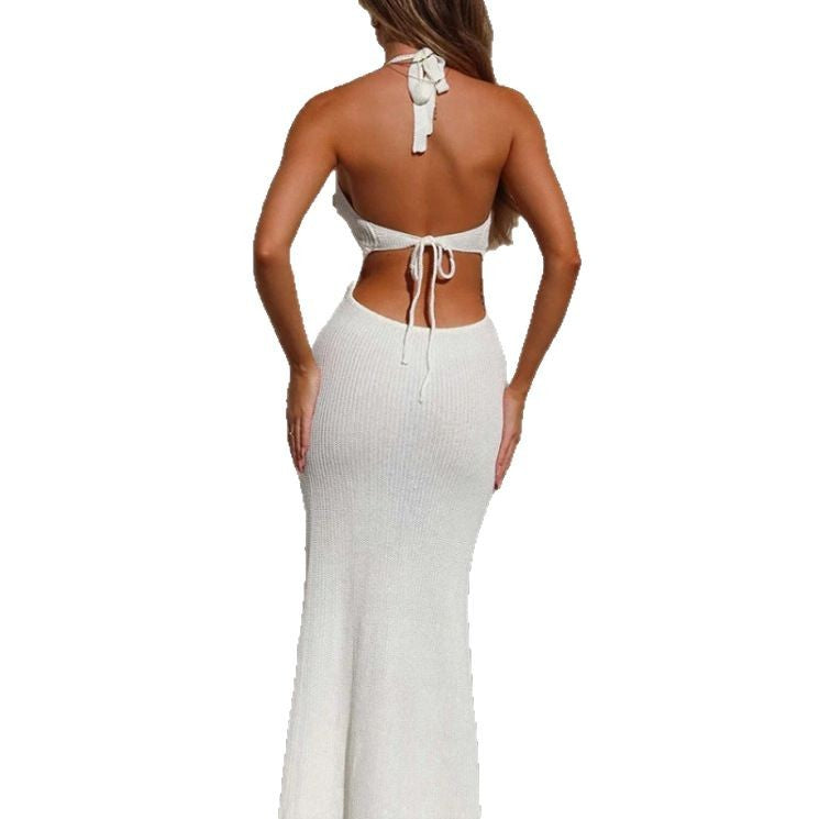 Damen Strick-Maxikleid mit raffinierten Lochmustern und eleganter Silhouette R&B