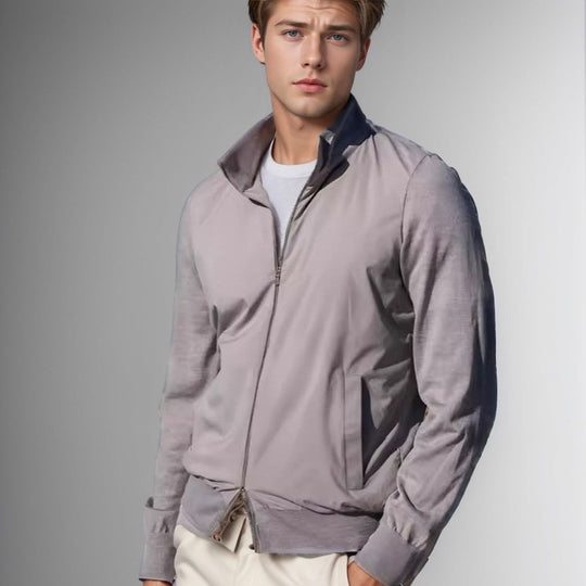 Herren modische Leichtjacke mit Stehkragen und praktischen Taschen R&B
