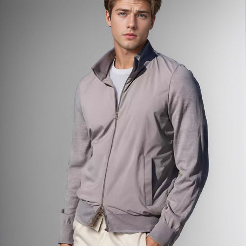 Herren modische Leichtjacke mit Stehkragen und praktischen Taschen R&B