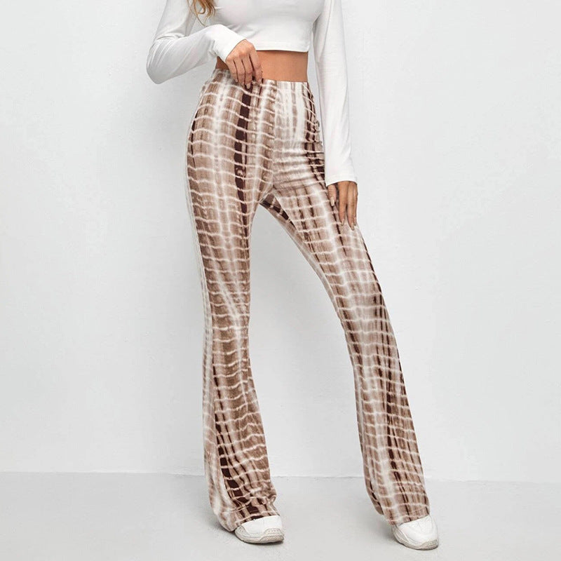 Damen Flared Leggings mit modischem Batik-Design R&B