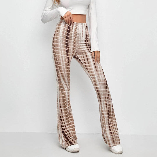 Damen Flared Leggings mit modischem Batik-Design R&B