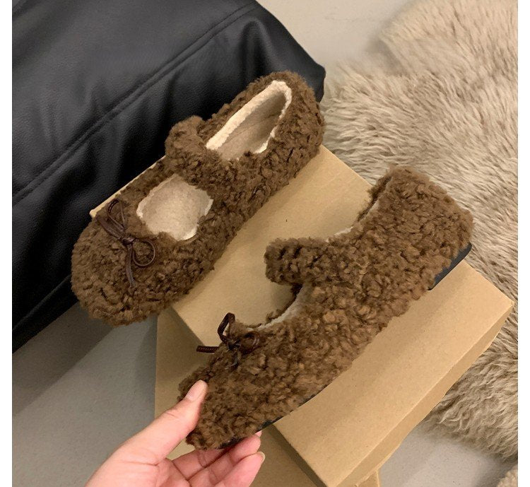 Damen Flauschige Hausschuhe mit elegantem Riemendesign R&B