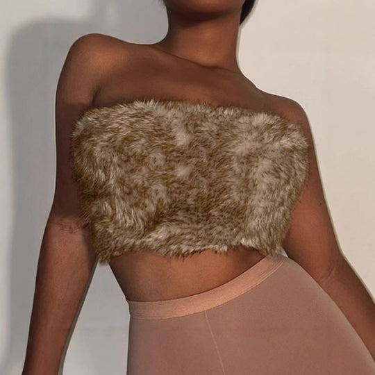 Damen Stylisches Kunstpelz-Bustier R&B