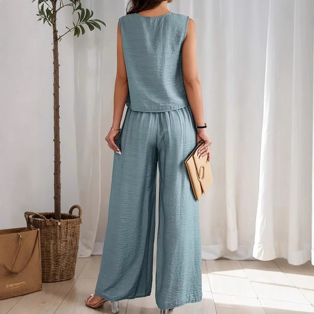Damen weiches Oberteil und elegante weite Hose R&B