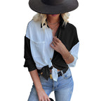 Damen Elegante Bluse mit asymmetrischer Knopfleiste und Brusttasche R&B