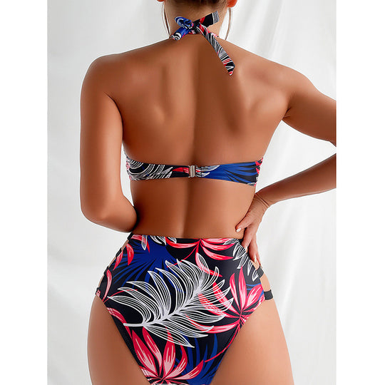 Damen Hochgeschlossener Badeanzug mit floralem Muster und Cut-Out Details R&B