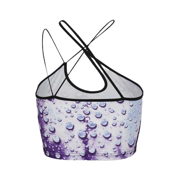 Damen Crop-Top mit Wasserperlen-Motiv und elegantem Rückenverschluss R&B