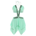 Damen schulterfreies Kleid mit funkelnden Pailletten und schwingendem Rock R&B