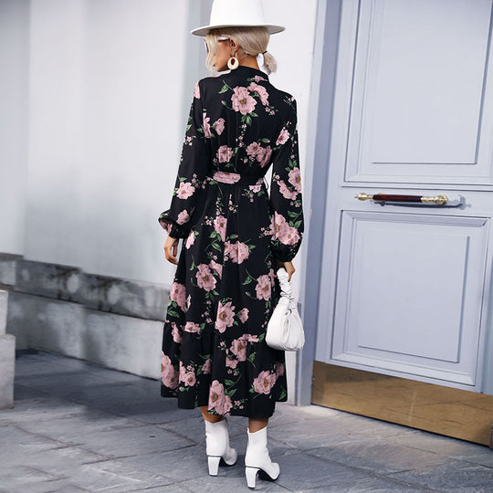 Damen Maxikleid mit floralem Muster und eleganter Rüsche R&B