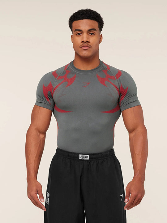 Herren nan nahtloses formgebendes Funktionsshirt mit Kompressionseffekt und ergonomischen Muskelzonen R&B