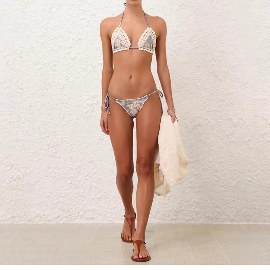 Damen Triangel-Bikini mit Häkel-Details R&B