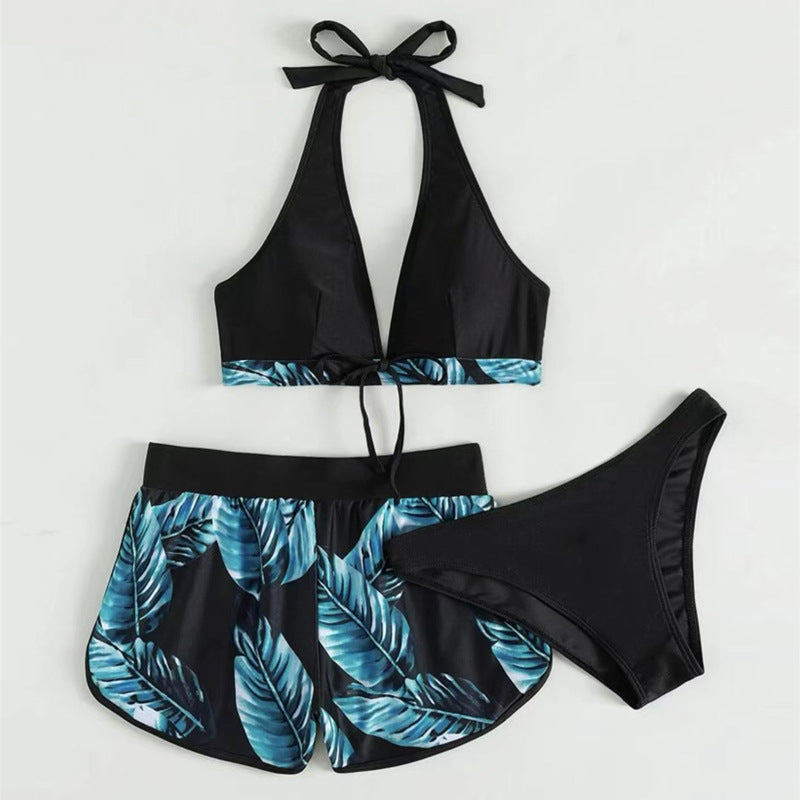 Damen Bikini-Top mit abnehmbaren Trägern und modischen Shorts R&B