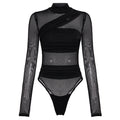 Damen Langarm Body mit transparentem Tüll-Design und eleganter Schnittführung R&B