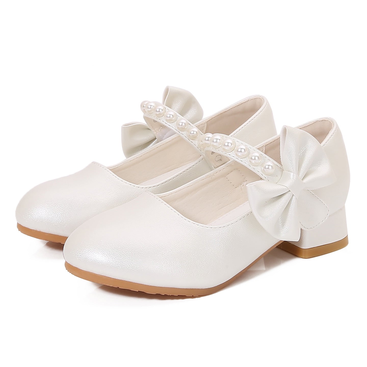 Mädchen elegante Ballerinas mit Schleifen- und Perlenakzenten R&B
