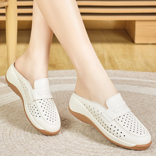 Damen Komfortable Clogs mit atmungsaktiver Lederoberfläche R&B