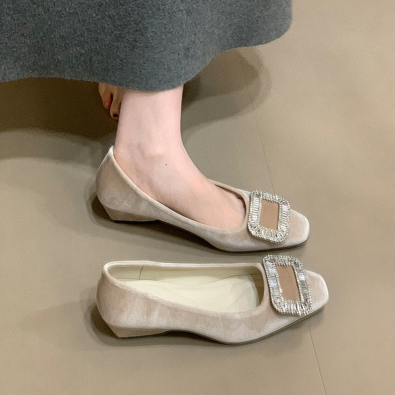 Damen elegante Ballerinas mit schimmerndem Schmuckdetail R&B