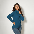 Damen Moderner Rollkragenpullover mit Knopfdetails R&B