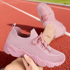 Damen atmungsaktive und flexible Fitness-Sneaker mit elastischer Schnürung R&B