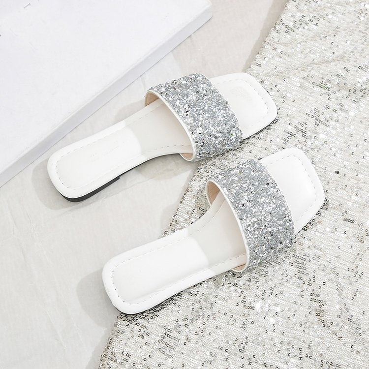 Damen Glitzernde Riemchen-Pantoletten R&B