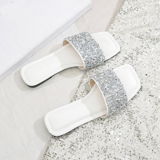Damen Glitzernde Riemchen-Pantoletten R&B