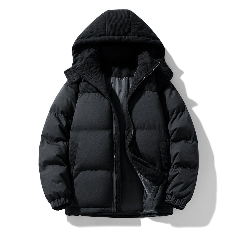 Damen warme Steppjacke mit abnehmbarer Kapuze und hochgeschlossenem Kragen R&B