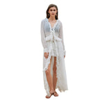 Damen elegantes transparentes Strandkleid mit Rüschen R&B
