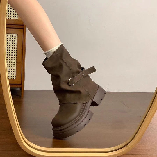 Damen Modische Stiefel mit hohem Schaft und flexibler Sohle R&B