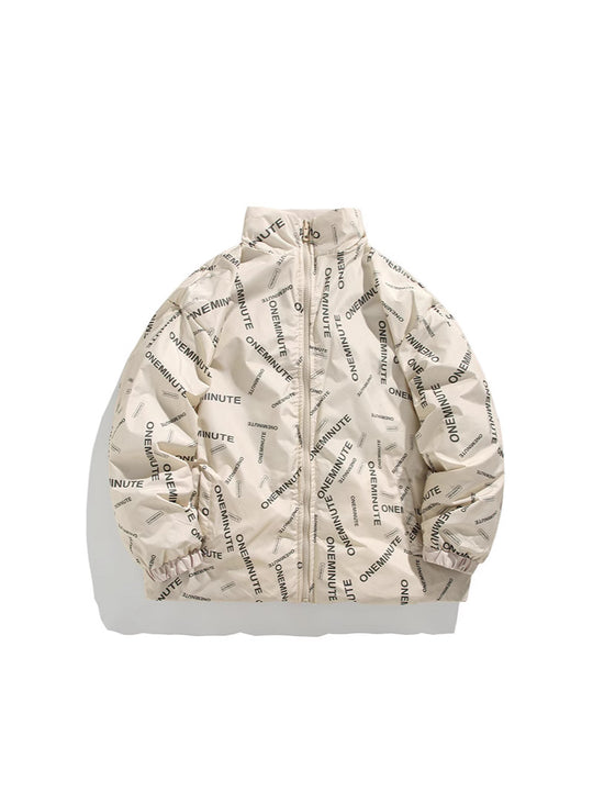 Herren Modische Steppjacke mit hohem Kragen und einzigartigem Schriftzug R&B