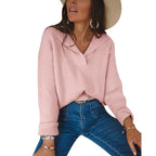 Damen Strickpullover mit modernem V-Ausschnitt und lässigem Schnitt R&B