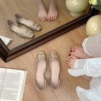 Damen elegante Slip-On Ballerinas mit goldenen Schnallen R&B