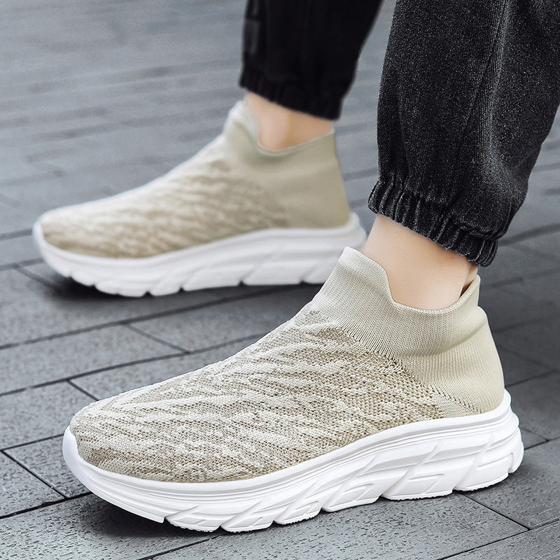 Damen Bequeme High-Top Sneakers mit elastischem Strickoberteil R&B