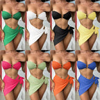 Damen Bandeau-Bikini mit elegantem Binde-Rock und raffinierten Details R&B
