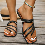 Damen Riemensandalen mit geflochtenem Design und modischem Glitzerakzent R&B