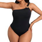 Damen Einteiler Badeanzug mit asymmetrischem Design und raffiniertem Schulterdetail R&B