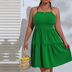 Damen Freizeitkleid mit verführerischem Volant und verstellbaren Spagettiträgern R&B