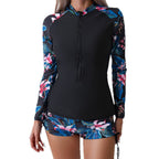 Damen Sportlicher Rashguard mit floralem Muster R&B