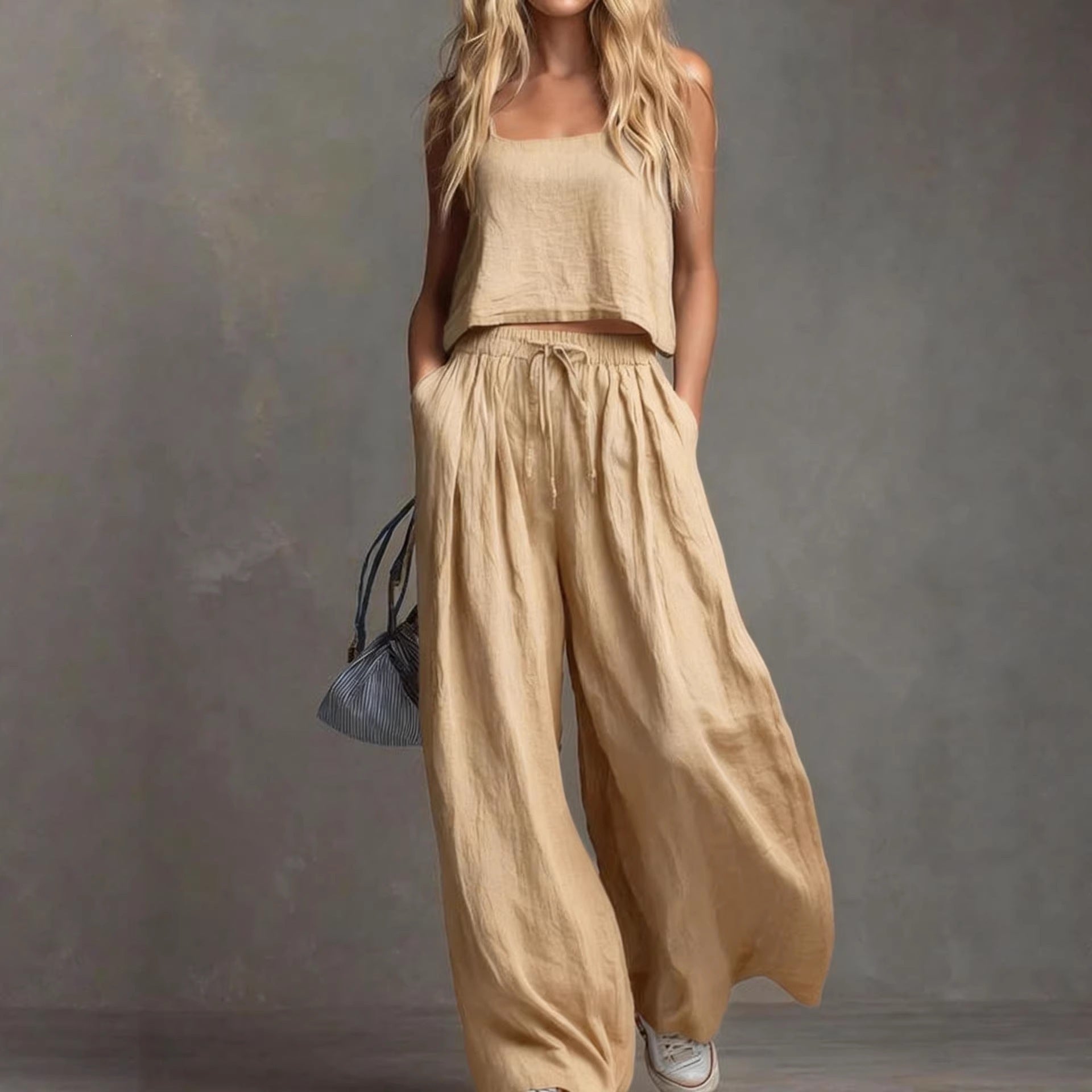 Damen Sommerliches Freizeit-Set mit weitem Oberteil und lässiger Hose R&B