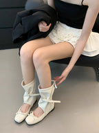 Damen modische kniehohe Stiefel mit flexiblem Schnürdesign und zeitgemäßen Akzenten R&B