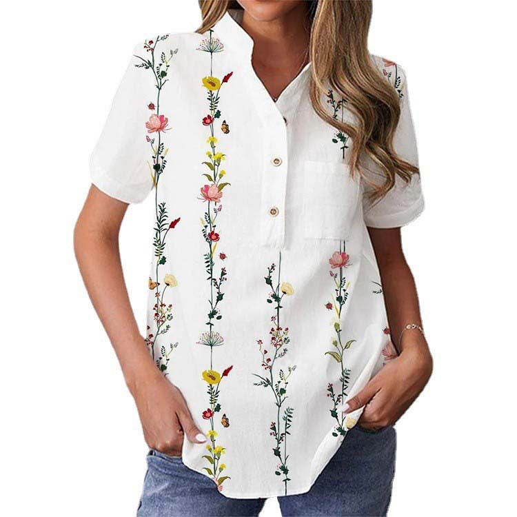 Damen Halbarmbluse mit floralem Stickdesign R&B