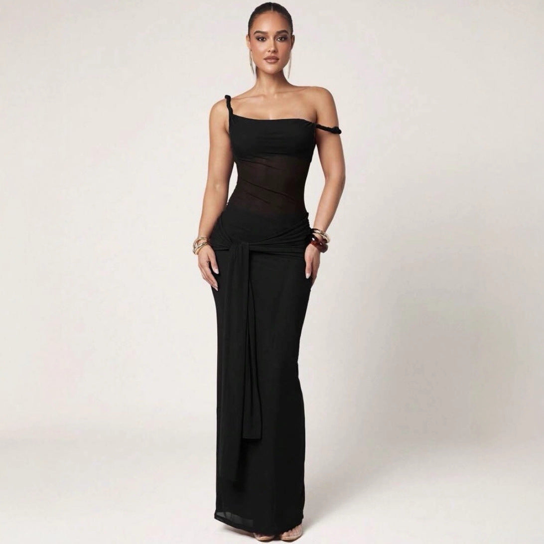 Damen Galakleid mit asymmetrischem Ausschnitt und dekorativem Wickeldetail R&B