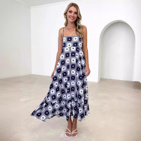Damen Bohemian Maxikleid mit verspieltem Print und luftiger Silhouette R&B