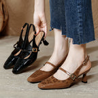 Damen Slingback-Pumps mit verstellbarem Riemen und edler Schnallenapplikation