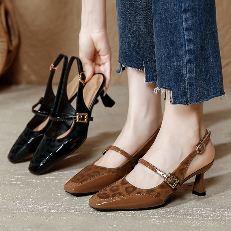 Damen Slingback-Pumps mit verstellbarem Riemen und edler Schnallenapplikation