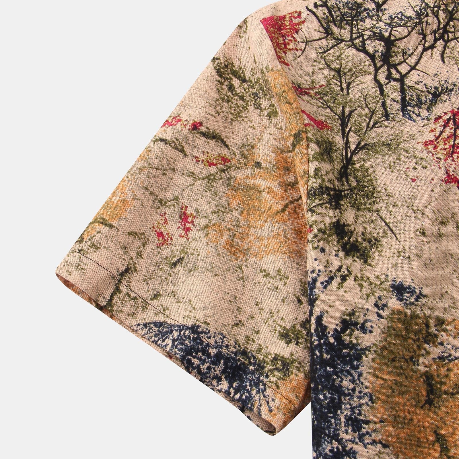 Herren Kurzarmhemd mit floralem Design und bequemem Henley-Ausschnitt